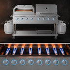 Thumbnail image #3 for Koolmore CGKIT6-D30P30 Mobile Outdoor Propane Charbroiler with 8 Burners, 30-Inch Roll Dome Cover, and Pizza Oven