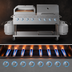 Thumbnail image #3 for KoolMore Commercial Mobile Outdoor Propane Charbroiler Grill with 8 Burners, 30-Inch Roll Dome Cover, and Pizza Oven