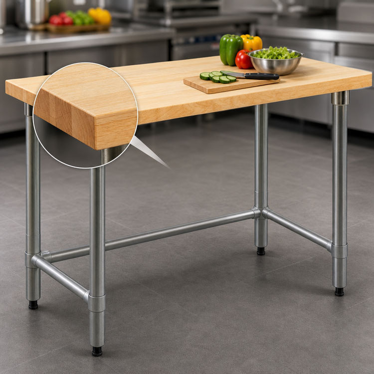 Product image #3 for Eagle Group 48" x 30" Wood Top Work Table with 1-3/4" Hardwood Top and Galvanized Tubular Base