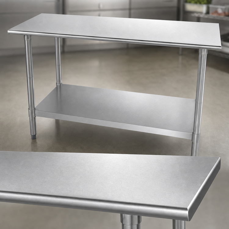 Product image #3 for Advance Tabco Special Value Series 60 x 18-Inch 18-Gauge 430 Stainless Steel Work Table with Adjustable Undershelf