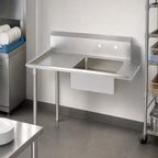 Thumbnail image #3 for BK Resources BKSDT-48-L 48-Inch Straight Left-to-Right Soiled Dish Table, 20 x 20 x 8-Inch Sink, 10-Inch Backsplash, 18-Gauge 304 Stainless Steel