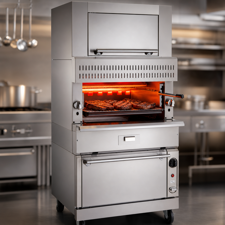 Product image #3 for Vulcan V Series Heavy-Duty 36-Inch Wide Range Match Single-Deck Gas Infrared Upright Broiler with Standard Oven Base