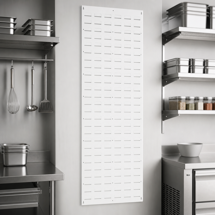 Product image #3 for Quantum Wall-Mounted Louvered Panel Starter Unit, 18 x 61 Inches, Oyster White Enamel