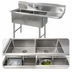 Thumbnail image #3 for BK Resources Two-Compartment Stainless Steel Compartment Sink with Right Drainboard, 54-3/16 Inch Wide