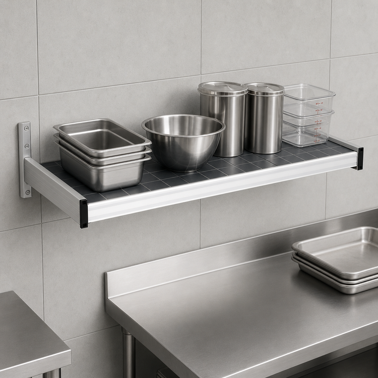 Product image #3 for Fermod Solid Wall-Mounted Shelving Unit with Removable Polymer Inserts, 59 Inch W x 18 Inch D