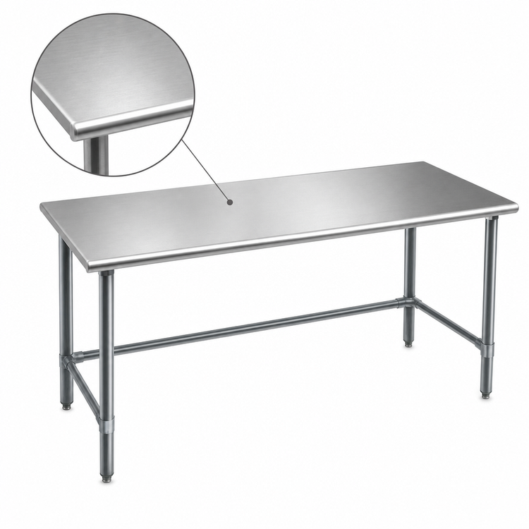 Product image #3 for Eagle Spec-Master 48" x 36" Flat Top 14-Gauge 304 Stainless Steel Work Table with Galvanized Tubular Base