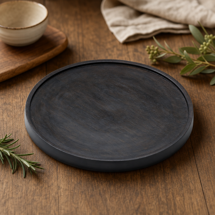 Product image #4 for American Metalcraft Upton Collection 12-Inch Round Espresso-Finished Acacia Wood Plate