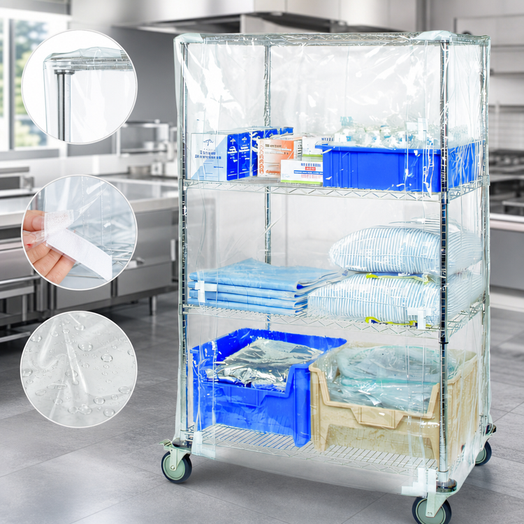 Product image #3 for 10-Gauge Clear Vinyl Wire Cart Cover with Velcro Flap