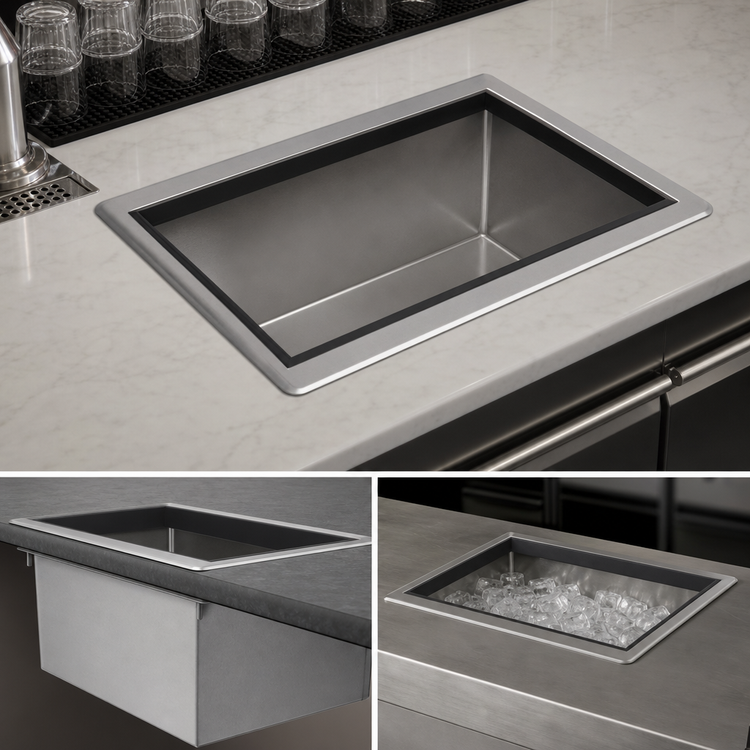 Product image #3 for Advance Tabco Special Value Series Drop-In Stainless Steel Ice Bin with Sliding Cover, 50 lb Capacity
