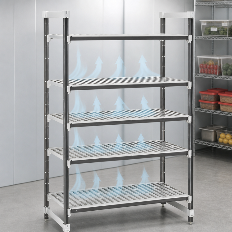 Product image #3 for Cambro Camshelving Elements XTRA 24" x 72" x 84" 5-Tier Vented Stationary Starter Polymer Shelving Unit