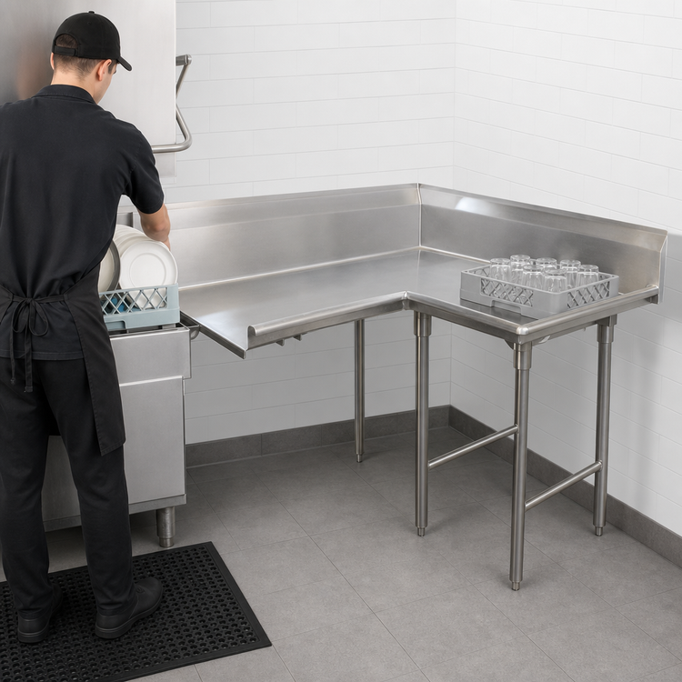 Product image #3 for Advance Tabco Korner Clean L-Shaped Right-Hand Corner Dishtable, 83-Inch, 16-Gauge 304 Stainless Steel