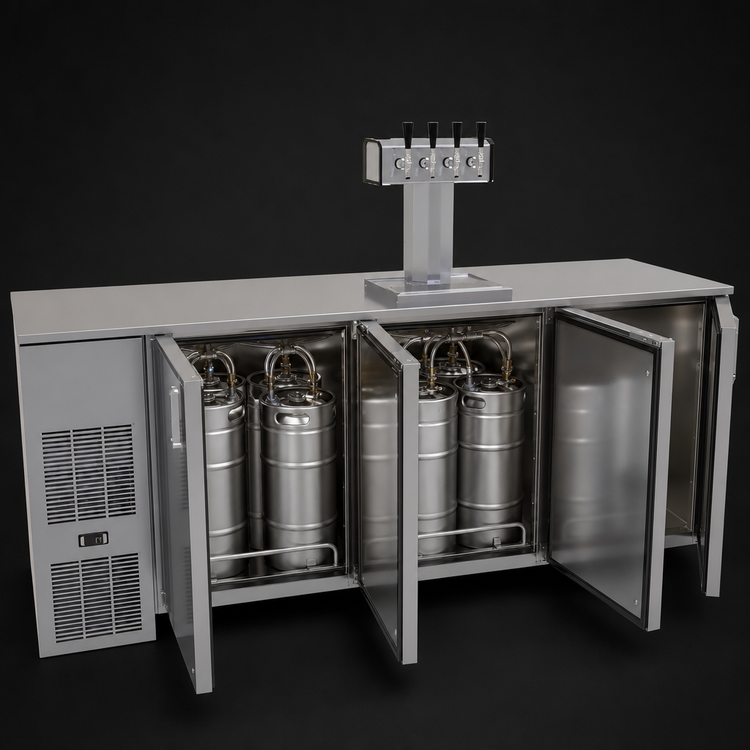 Product image #3 for Glastender One-Zone Front-Serviced Bar Profile Draft Dispensing Cooler, 84 Inch, 3-Section, 20-Inch Door Opening