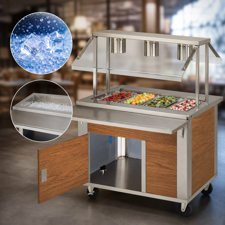 Product image #3 for DineXpress DXP4CI 4-Pan Full-Size Ice-Cooled Cold Food Serving Counter