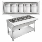 Thumbnail image #3 for Klinger's Trading WB5H Gas 5-Well Open-Well Steam Table with 8-Inch Serving Board and Open Shelf Base, 77-4/5-Inch Wide