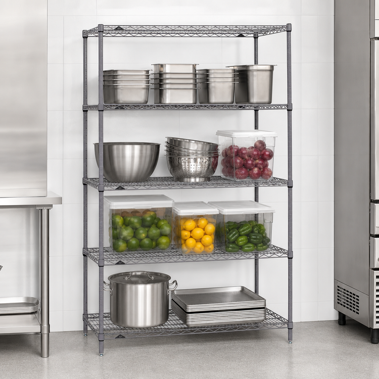 Product image #3 for Metro Super Erecta Stationary Starter Wire Shelving Unit, 36W x 18D x 74H, 4 Shelves, Metroseal Gray Epoxy-Coated