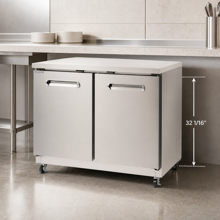 Product image #3 for Kelvinator Commercial 2-Section Undercounter Refrigerator, 36-Inch Wide, ADA Height, 8.9 Cu. Ft., Stainless Steel