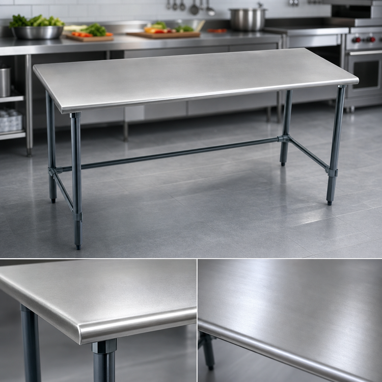 Product image #3 for BlendPort® Budget Series 72-Inch x 30-Inch 430 Stainless Steel Work Table with Galvanized Base