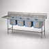 Thumbnail image #3 for Advance Tabco Regaline 4-Compartment Deep Drawn Sink with Left-Hand 18-Inch Drainboard, 96-Inch Overall Length, 16 x 20-Inch Bowls