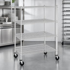 Thumbnail image #3 for Metro Super Erecta N566BBR 60"W x 24"D x 69"H 4-Shelf Wire Stem Caster Cart, 600 lb. Capacity, 2 Swivel/2 Brake Casters