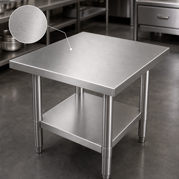 Product image #3 for Thunder Group 30 x 12 x 35 Inch 430 Stainless Steel Flat Top Work Table with Adjustable Undershelf