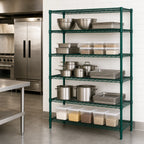 Thumbnail image #3 for Quantum WR54-1272P-5 Wire Shelving Starter Kit, 72"W x 12"D x 54"H, 5 Shelves, Green Epoxy Finish