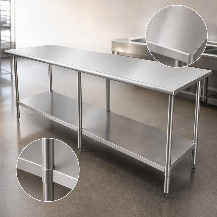 Product image #3 for Eagle Budget Series 120" x 36" 430 Stainless Steel Work Table with Adjustable Undershelf