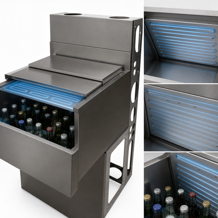Product image #4 for BK Resources 31-Inch Underbar Ice Bin with 7-Circuit Cold Plate, 120 lb Capacity