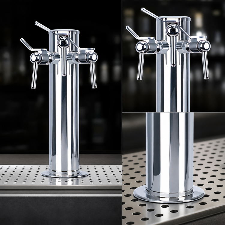 Product image #3 for Countertop Air-Cooled Single-Column Wine Font with 3 Side-Pull Faucets