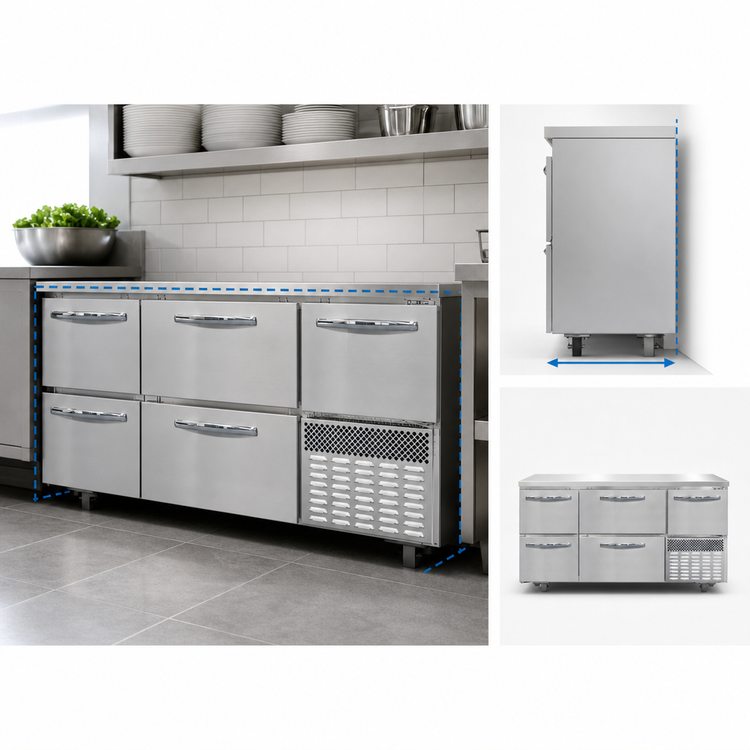 Product image #3 for Continental Refrigerator FA60SN-U-D 60" Undercounter Shallow Depth Freezer Base with Drawers