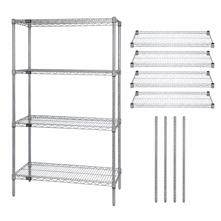 Product image #3 for Quantum 48-Inch W x 12-Inch D x 86-Inch H Chrome-Plated Wire Shelving Starter Kit