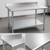Thumbnail image #3 for Eagle Group Budget Series 60 Inch x 30 Inch Backsplash Work Table with 430 Stainless Steel Top and Galvanized Undershelf
