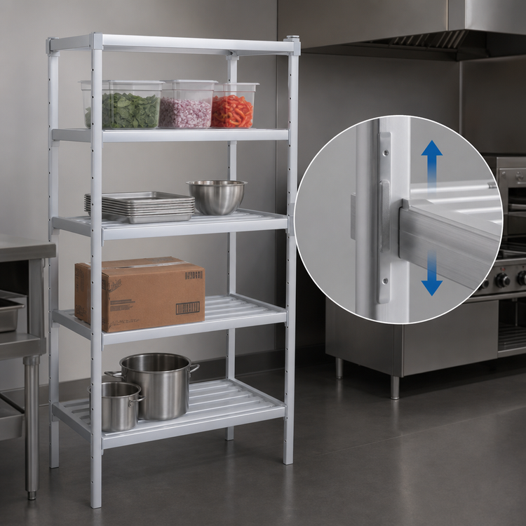 Product image #4 for 5-Shelf Adjustable Tubular Aluminum Commercial Shelving Kit, 36 x 24 x 72 Inches