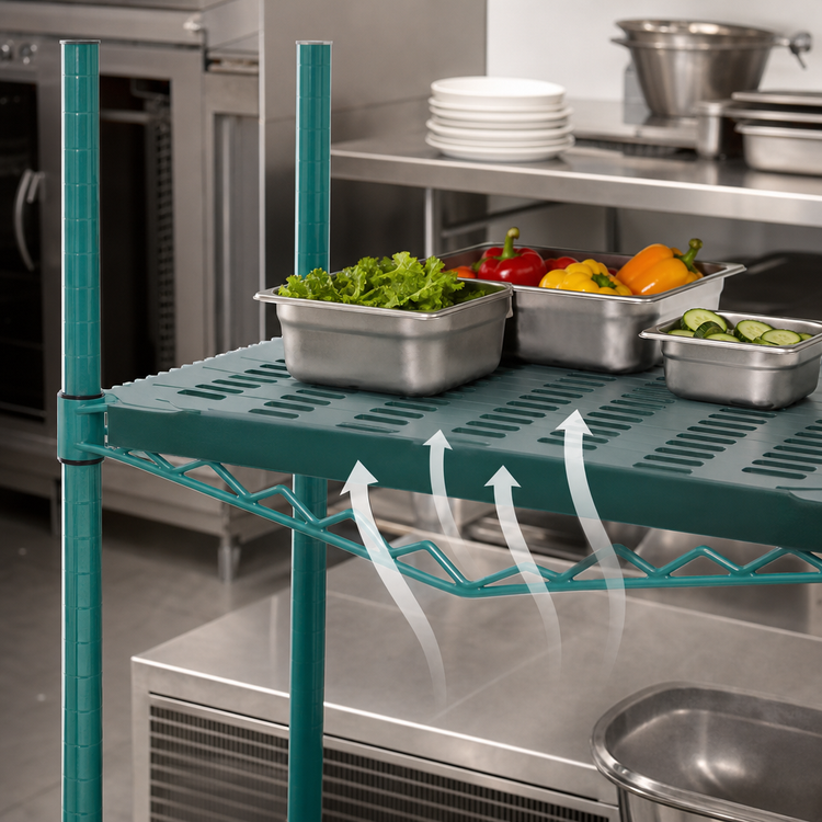 Product image #3 for QuadPlus 60 x 21 Inch Louvered Green Polymer Shelf Mat with Wire Frame