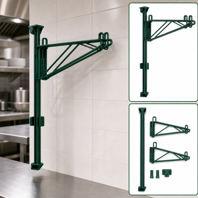 Product image #3 for Eagle Valu-Gard Adjustable Post Wire Wall Mount Mid Unit for 18-Inch Shelves, 33-Inch Post, Green Epoxy