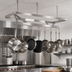 Thumbnail image #3 for Ceiling-Mounted Triple-Bar 304 Stainless Steel Pot Rack with Chains and Hooks, 60 x 22 Inches