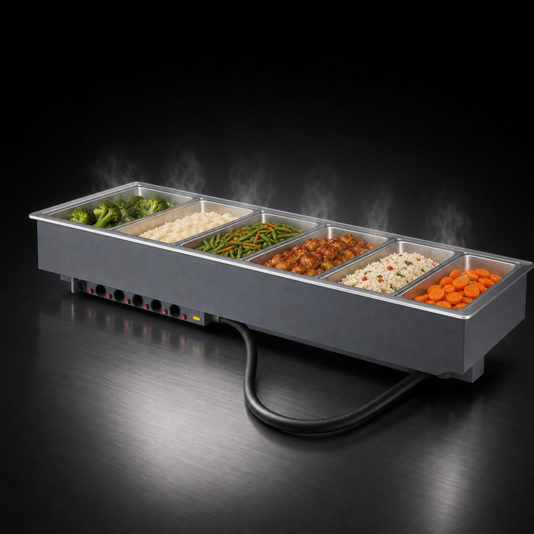 Product image #3 for Vollrath 6-Well Drop-In Electric Hot Food Well for 12 x 20 Pans, Thermostatic, Manifold Drain