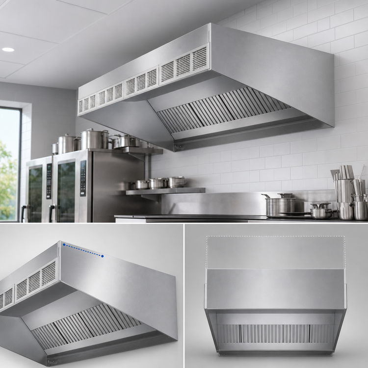 Product image #3 for SpecAir HESFA96-72 Short Front Wall Type Compensating Make-Up Air Exhaust Hood, 72" Wide