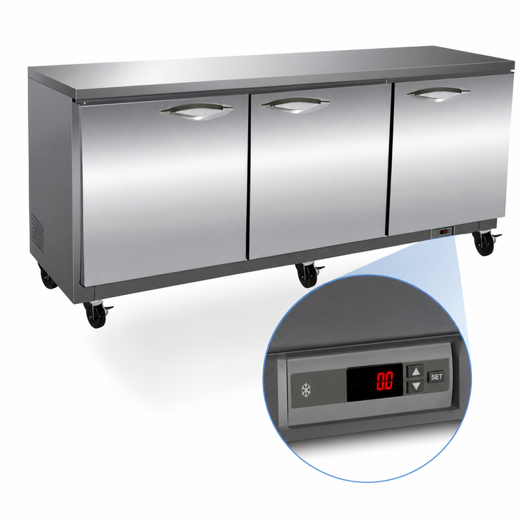Product image #3 for IKON Refrigeration IUC72F Three-Section Undercounter Freezer, 18 Cu. Ft., Rear-Mounted Self-Contained, Stainless Steel