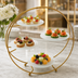 Thumbnail image #3 for American Metalcraft Round Four-Tier Gold Buffet Stand with Built-In Frosted Glass Plates and Carry Handle