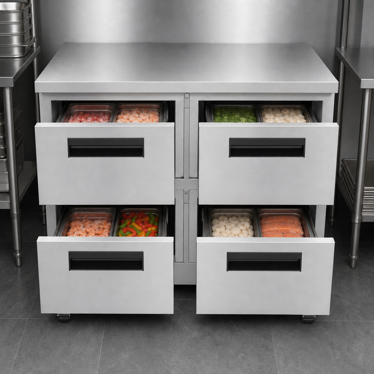 Product image #3 for Steelheart 48-Inch Two-Section Undercounter Freezer with 4 Stainless Steel Drawers
