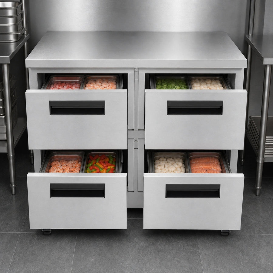Four Stainless Steel Drawers