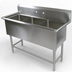 Thumbnail image #3 for John Boos Pro-Bowl 3-Compartment Stainless Steel Commercial Sink with 10-Inch Boxed Backsplash, 53-1/8-Inch Wide