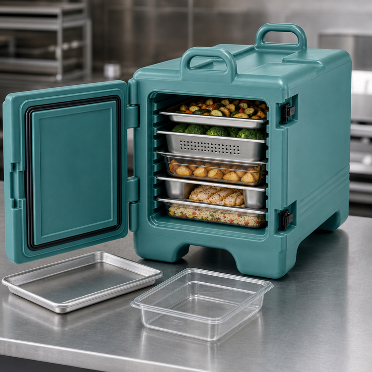 Product image #4 for Cambro 1318CC401 Insulated Stackable Combo Carrier for Half-Size Sheet Pans and Food Pans