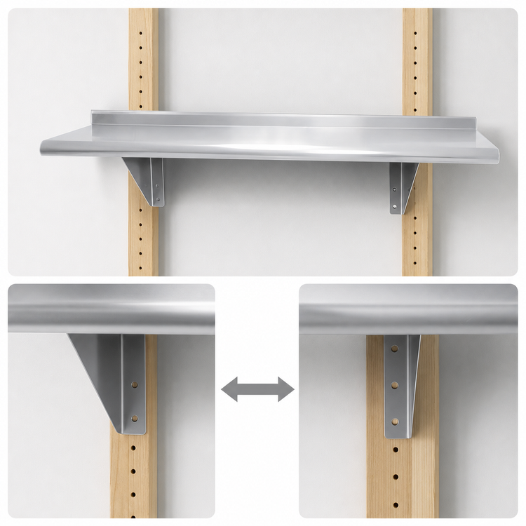 Product image #3 for Advance Tabco 30-Inch x 12-Inch Wall-Mounted Stainless Steel Wall Shelf
