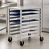 Thumbnail image #3 for Mobile Undercounter Aluminum Bun Pan Rack with Stainless Steel Top, 8-Pan Capacity