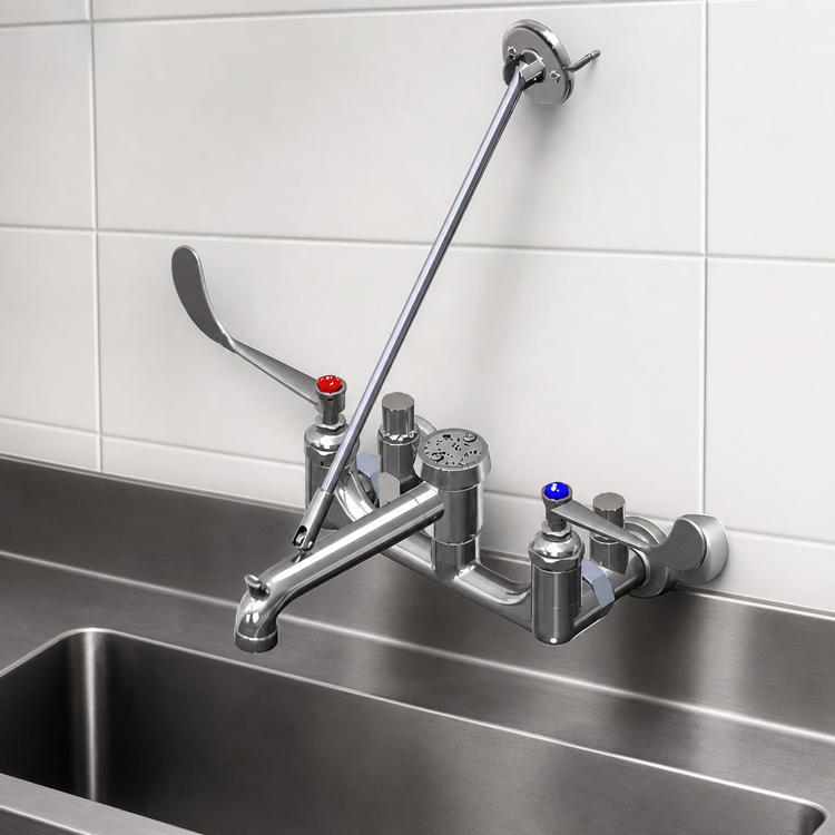 Product image #3 for T&S Brass B-0658 8-Inch Centers Wall Mount Service Sink Faucet with Vacuum Breaker Nozzle and Pail Hook
