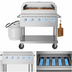 Thumbnail image #3 for KoolMore Commercial Outdoor Mobile 5-Burner Propane Charbroiler Grill with Pizza Oven