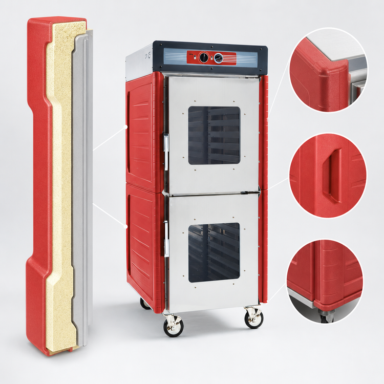 Product image #3 for Metro C5 4 Series Full Height Insulated Mobile Heated Holding Cabinet with Clear Dutch Doors and Lip Load Slides
