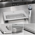 Thumbnail image #3 for T&S Brass 18 Gauge Stainless Steel Drop-In Drip Pan with Grid and 1-1/4 Inch Drain