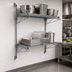 Thumbnail image #3 for Quantum Wall-Mount Cantilever Double Shelf Wire Shelving Unit, 72 x 14 Inches, Gray Epoxy Antimicrobial Finish